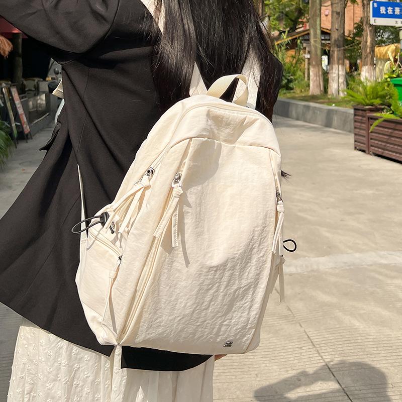 Hot Sale Niche Casual Lazy Wind Solid Color Backpack Women's Versatile Lightweight Large Capacity Student School Bag