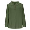 Women's Fashion Long-Sleeve Solid-Color Collared T-Shirt With Button-Up Front And Pocketed Casual Sweatshirt Top