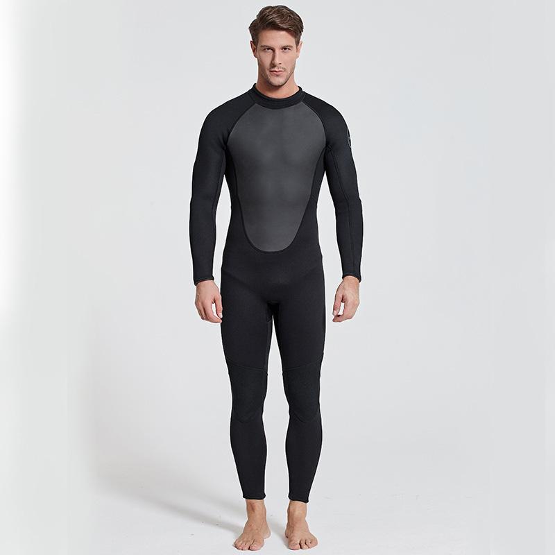 Men One Piece Wetsuit 3mm Neoprene Front/Back Zip Wetsuit Keep Warm UPF 50+ Full Body Long Sleeves Dive Suit for Surf Water Sports Diving Canoeing