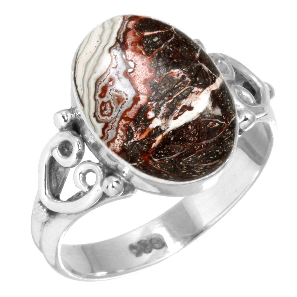 925 Sterling Silver Ring Women Gemstone Handmade Jewelry Engagement Gift Crazy Lace Agate Dalmatian Dendrite Opal Eudialyte Howlite K2 Jasper