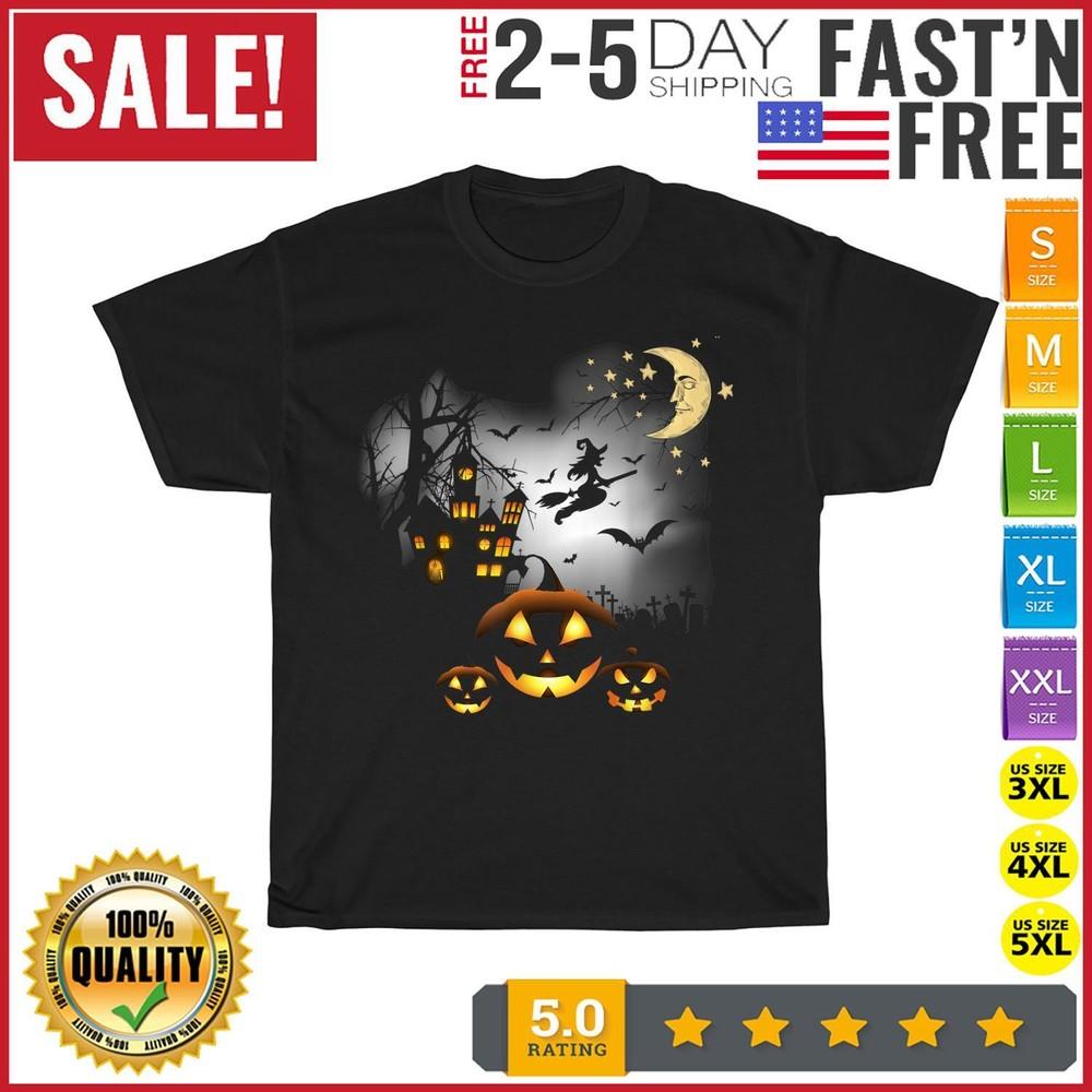 Vintage Style Nice n' Spooky Halloween Moon Vintage T Shirt Men Women Fashion