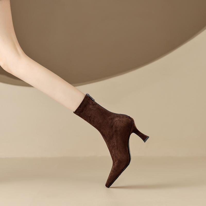 Fashion Spring Autumn Vintage Slimming Women Sock Boots Ladies Concise High Heel Short Botas Zapatos De Mujer