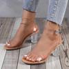 Women PVC Jelly Crystal Chunky Heel Transparent Sandals Sexy Summer High Heels Sandalias Female Pumps Zapatillas Mujer