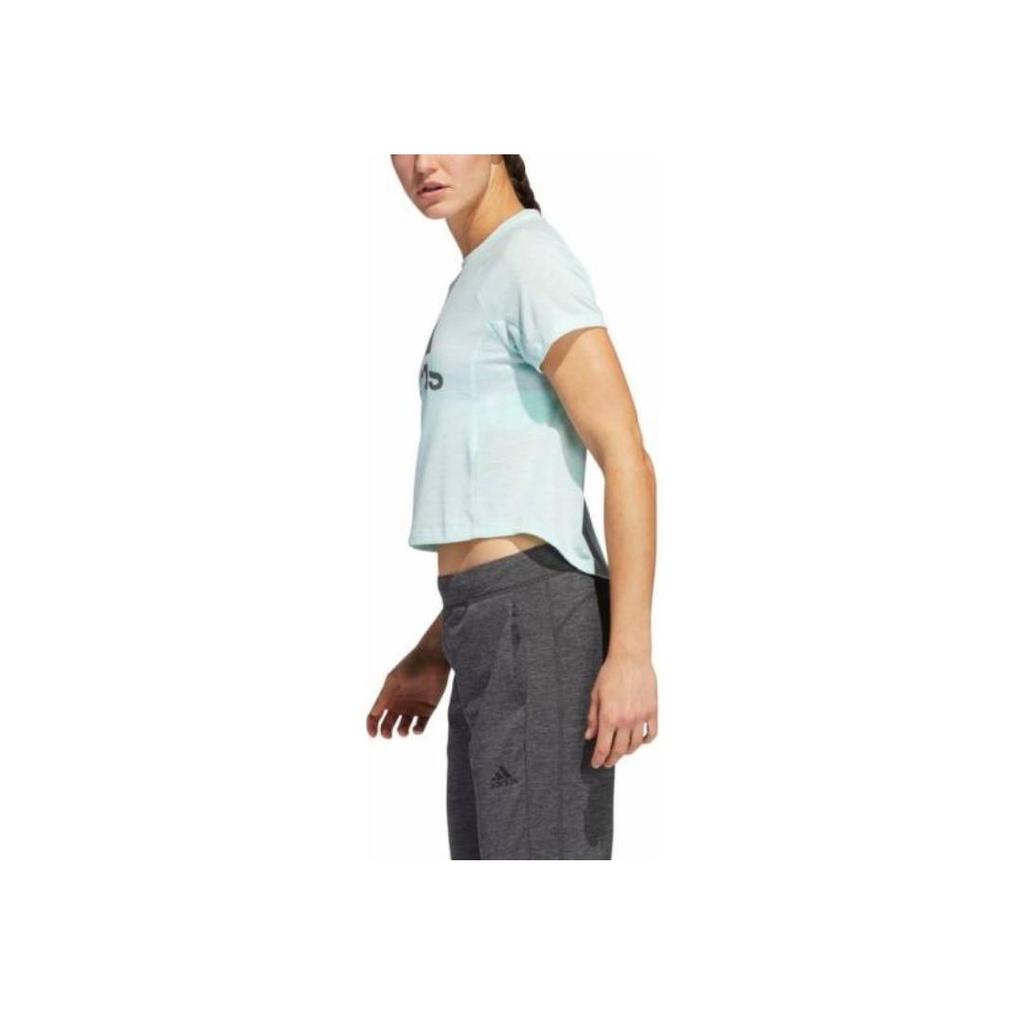 Adidas Boxy Badge Crew Neck Short Sleeve T-Shirt Women Tops Mint-Green DU3469