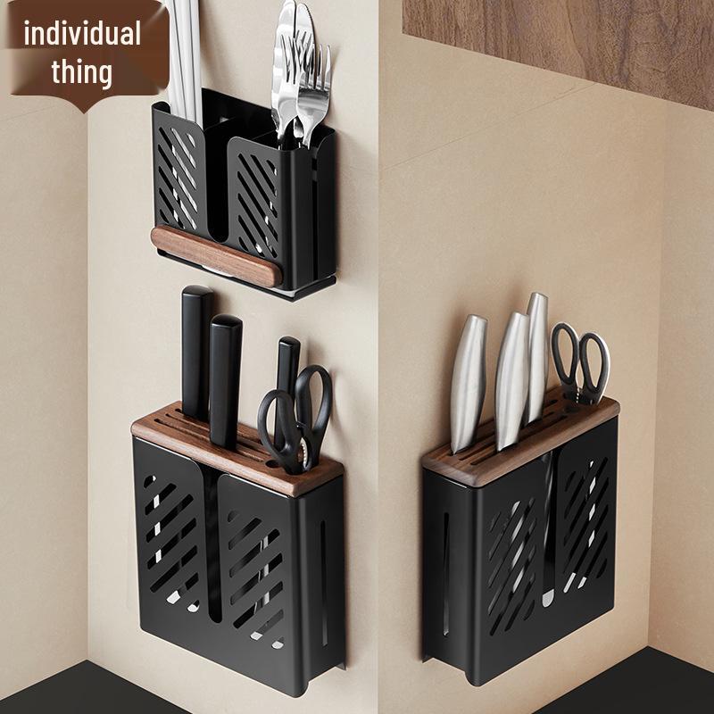 

Цельный настенный держатель для кухонных ножей и утвари из орехового дерева, модель 2024 года.