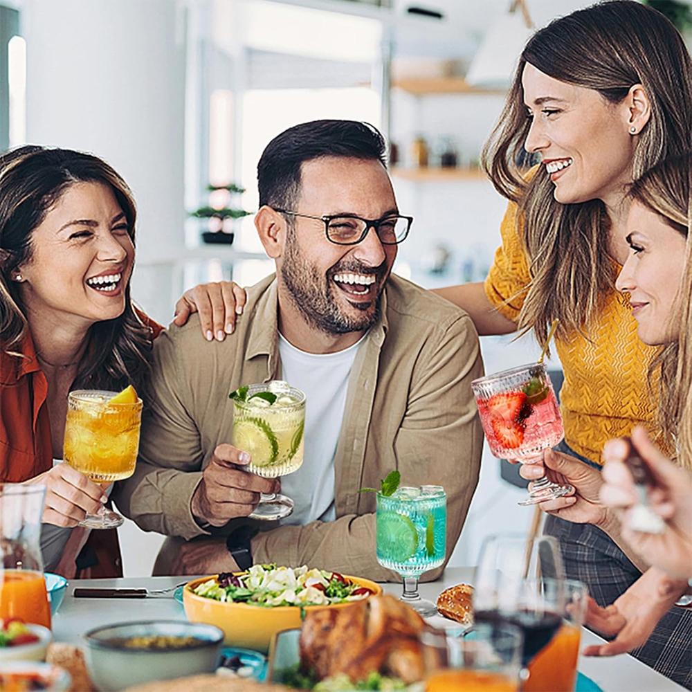8 Oz Vintage Goblet, Sturdy and Durable with Sunflower Embossed Pattern On The Body Suitable for Ice Tea and Whiskey Parties