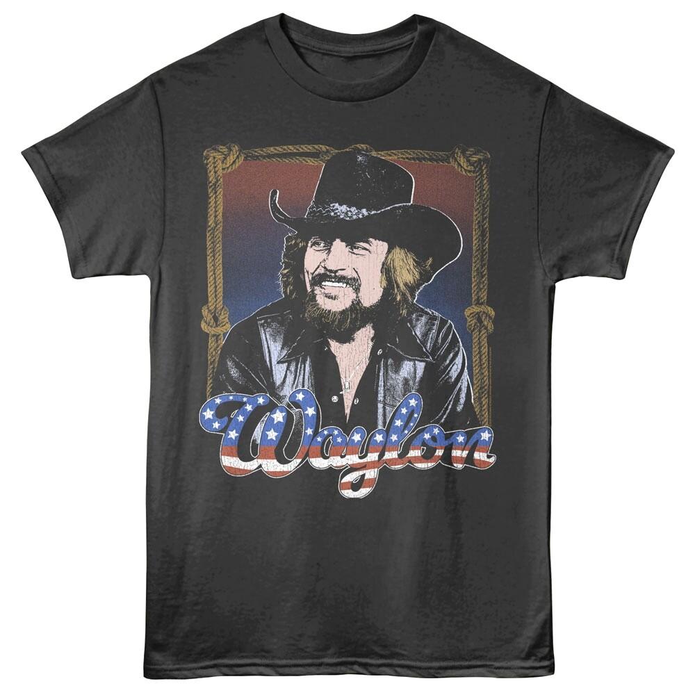 Waylon Jennings Americana Portrait Men T Shirt XL