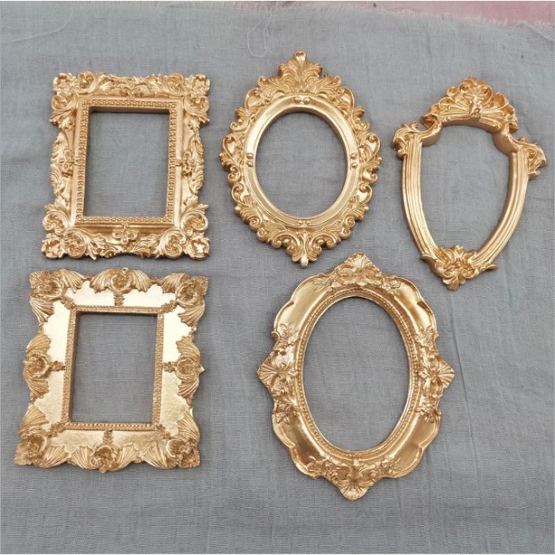 Golden Retro Photo Frame Nail Art Jewelry Decoration Home Decoration Photography Background Shooting Photo Props Picture Frame