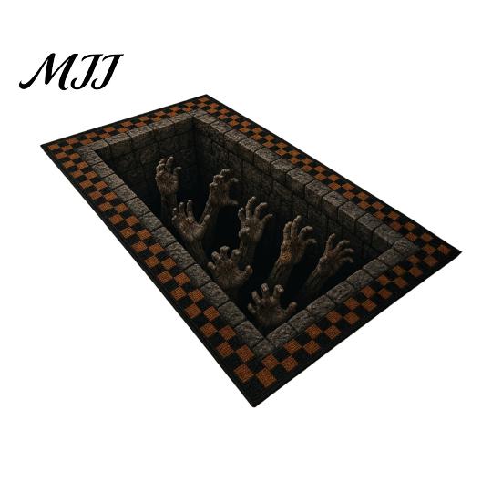 Bedroom Decorative Mat 3D Visual Halloween Rug, Non-Slip Creepy Bathroom Dust Proof Entrance Washable Spooky Floor for Kitchen Home Decor