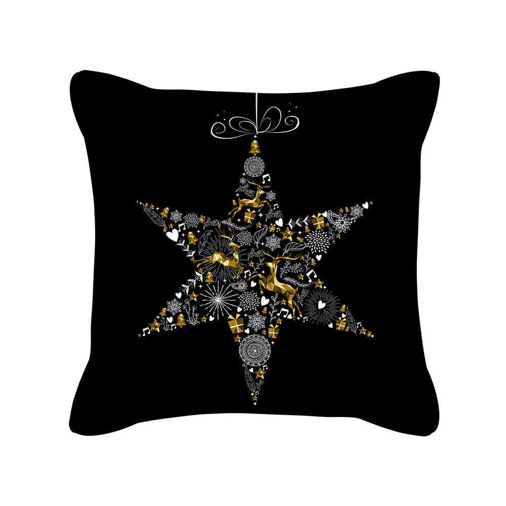 New Black Gold Christmas Pillow Cover New Snowflake Letter Peach Skin Sofa Cushion Cover