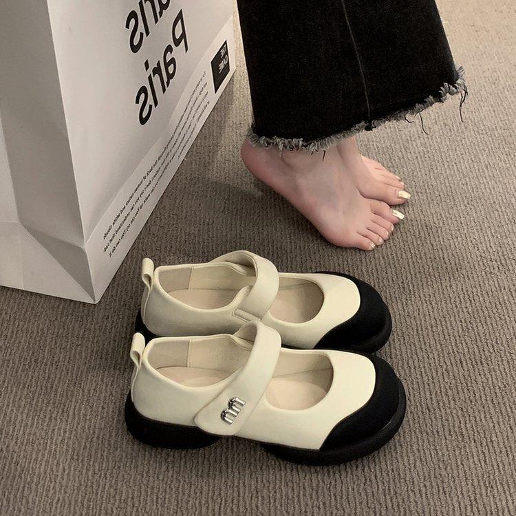 French Ugly Cute Mary Jane Small Leather Shoes Women's Shoes 2025 New Casual Small Fragrant Style with Skirt Comfortable and Lightweight Single Shoes