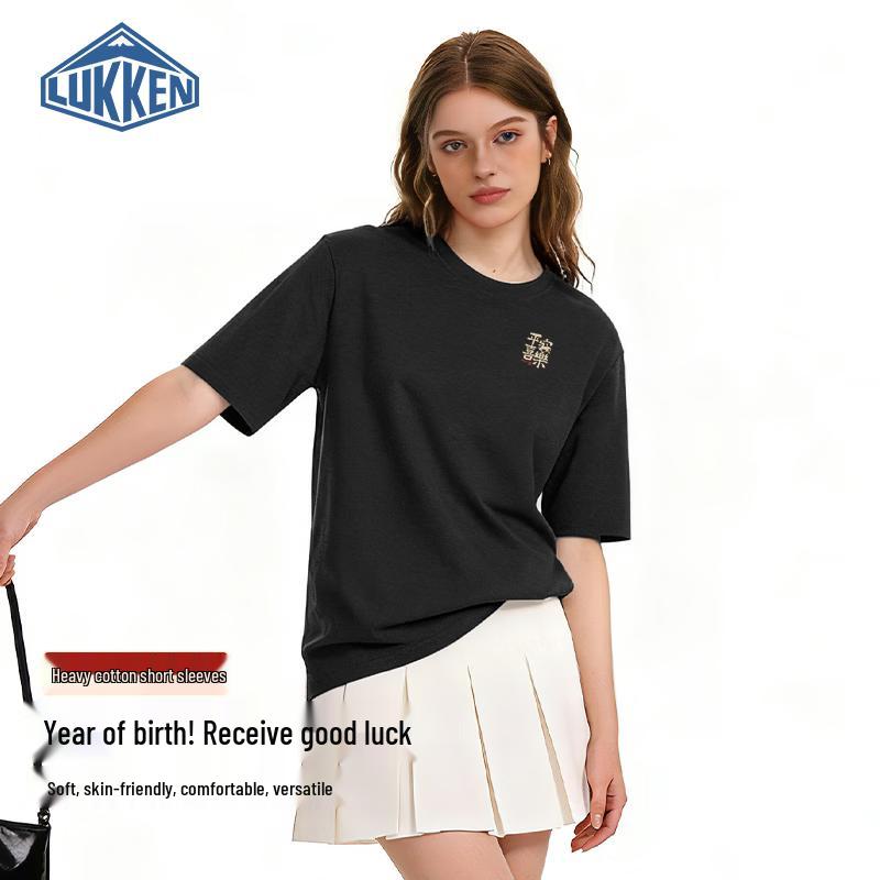 LUKKEN Women s New Year Print Cotton Short Sleeve T-Shirt S