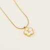 Stainless steel five-leaf clover 18K letter necklace high sense 26 shell letter pendant jewelry
