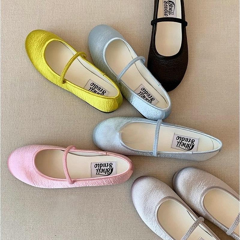 Fashion Flat Shoes for Women Spring Autumn Round Toe Silk Flat Bottomed Mary Jane Shoes for Women Ladies Shoes  Loafers