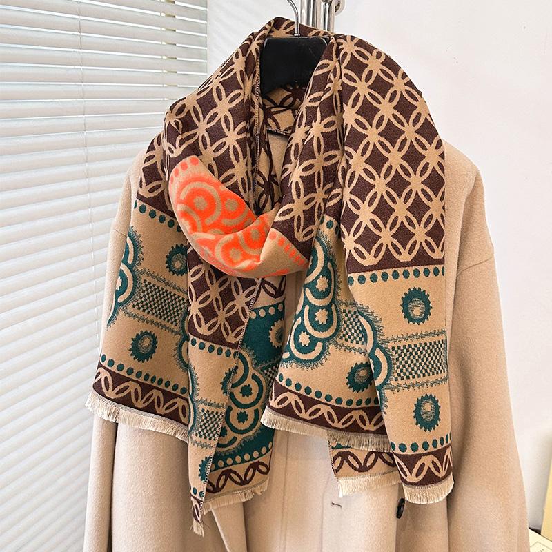Printing Fashion Luxury  Designer Winter Women Scarf Cashmere Thicken Warm Shawl Pashmina Scarves Poncho Wrap Ladies
