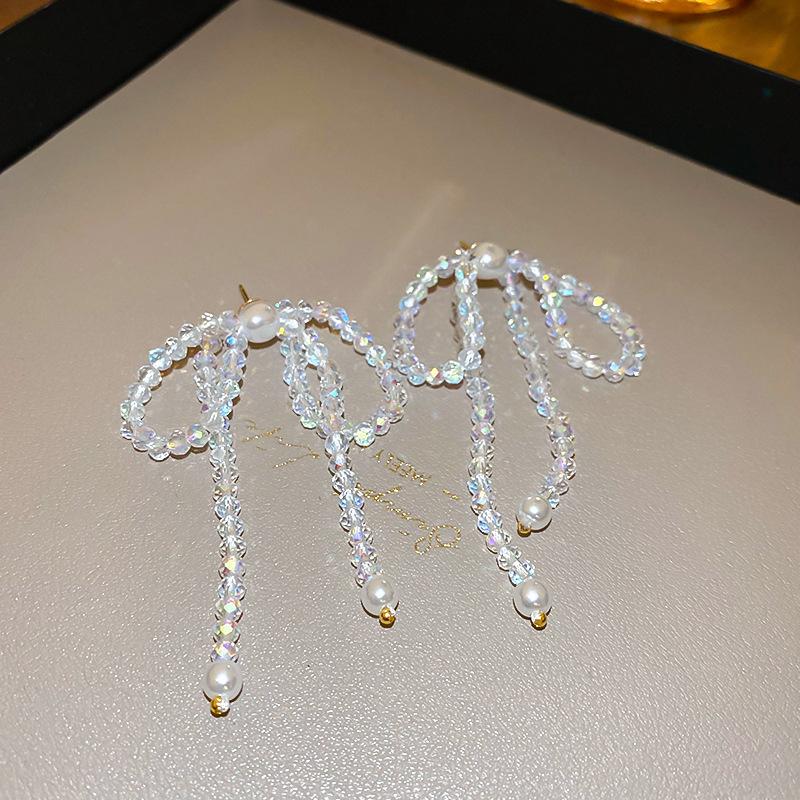 Mambo Mint Green Crystal Flower Butterfly Stud Earrings Temperament Personality Earrings Sweet Earrings Women