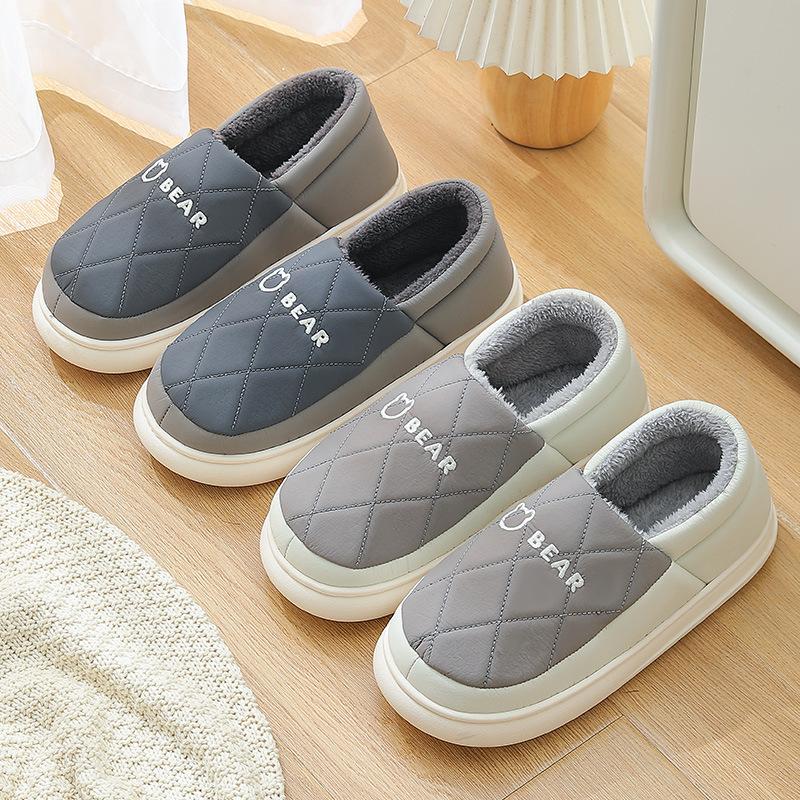 Cotton slippers men's bag heel velvet thick-soled non-slip winter new warm can be worn outside home cotton shoes men's