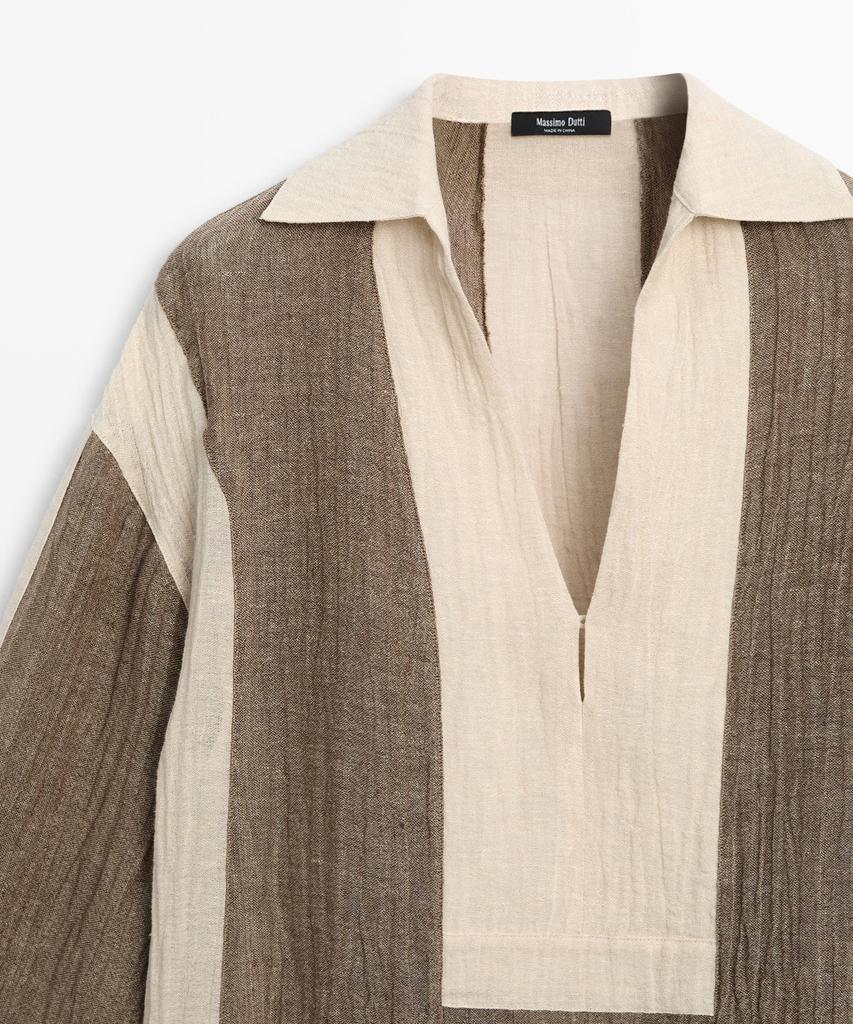 Masimodutti Fluid Texture Linen Blend Blouse