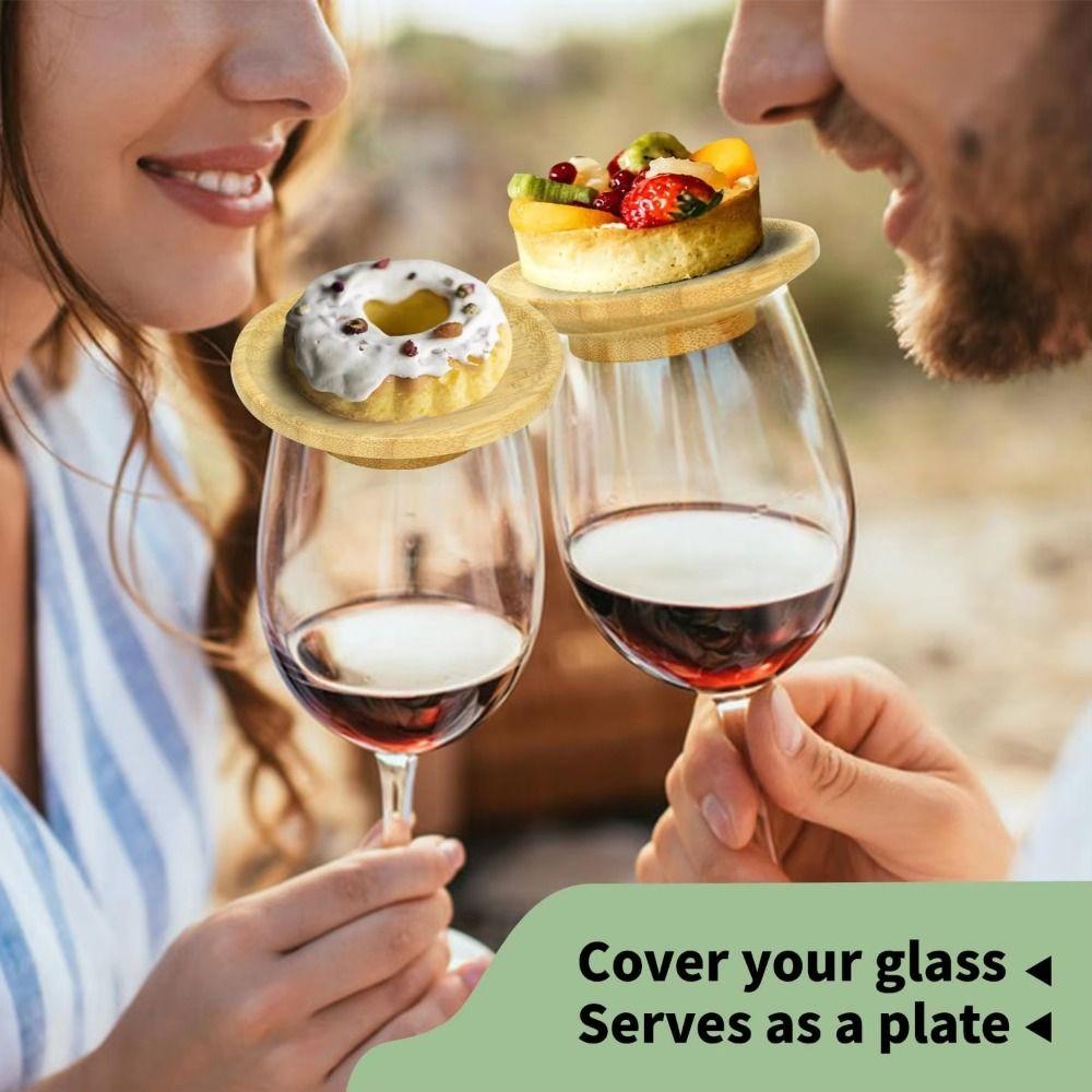 4Pcs Handmade Wine Glass Covers Leakproof Wooden Red Wine Lid Wine Glass Topper  Restaurants