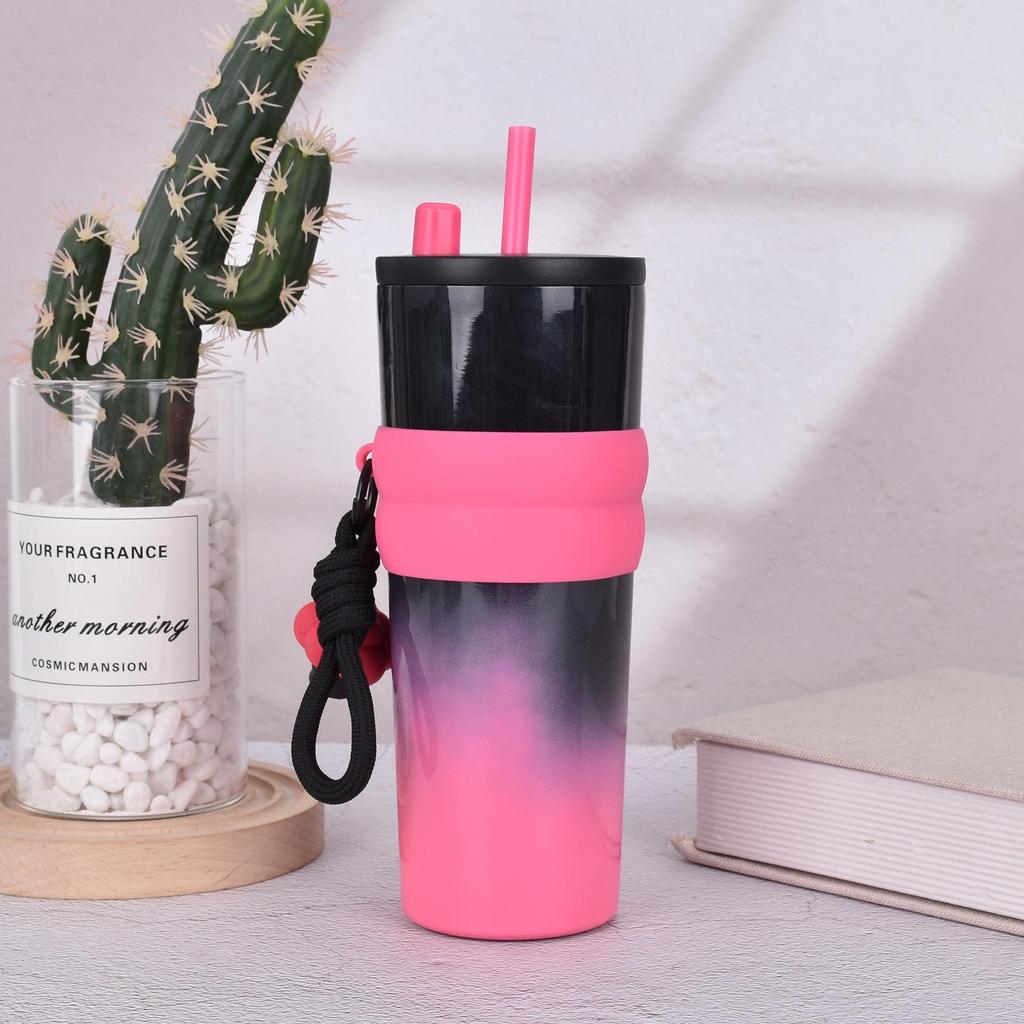 316 Stainless Steel Ice Cup, Big Mac Accompanying Vacuum Straw Cup, Outdoor with Lifting Rope, Portable Thermos Cup