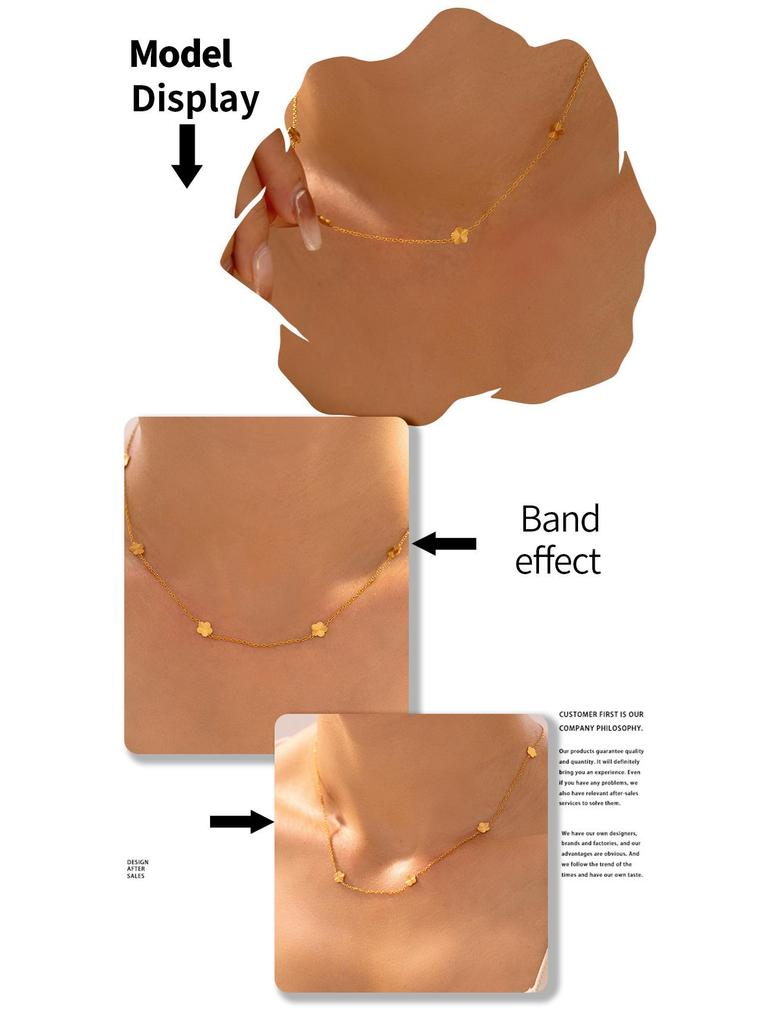 European and American Style Joe Flower Clavicle Necklace with Elegant Design, 18K Gold-Plated Titanium Steel.