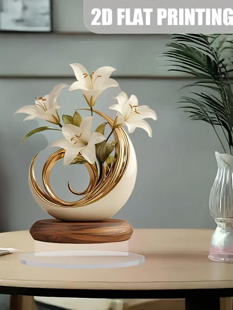 1 Piece of Lily Desktop Decoration Ornament Suitable for Living Room Desktop and Office decoraValentine Day Wedding Decor Gifts