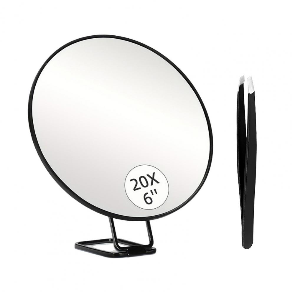 10/20/30X 14.7cm Magnifying Mirror Wall Hanging Handheld Desktop Mirror With Tweezers Magnified Makeup Vanity Mirror Bathroom