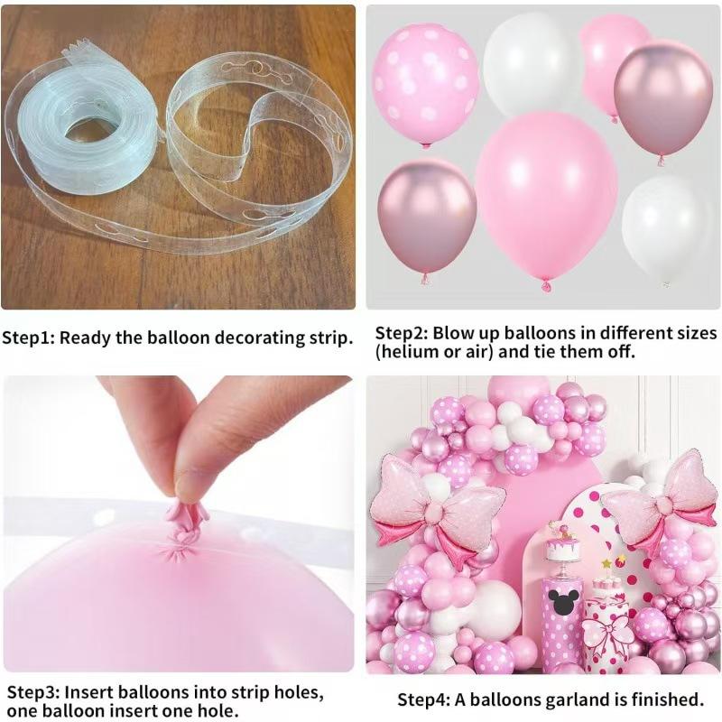 Balloon Set Round Arch Birthday Theme Party Girl Baby First Year Full Moon Party Inflatable Bow