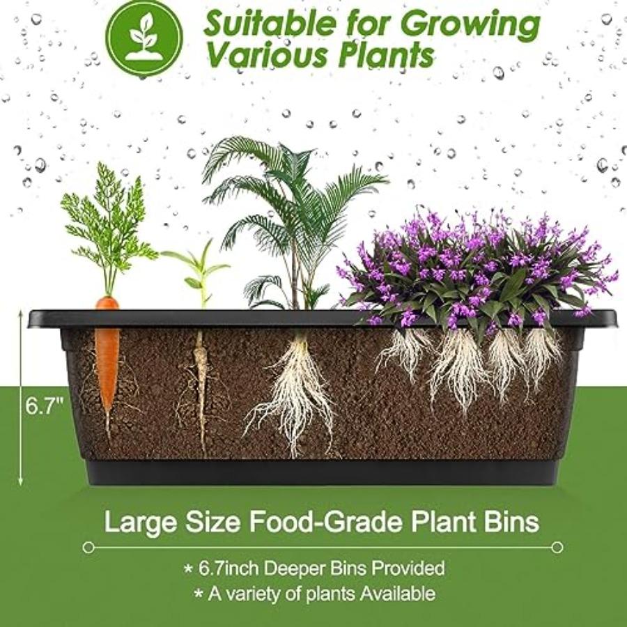 2 Pack 5-Tier Vertical Raised Garden Bed with Drainage System Black Elevated Planter Box for Herbs Vegetables Flowers Indoor Ou