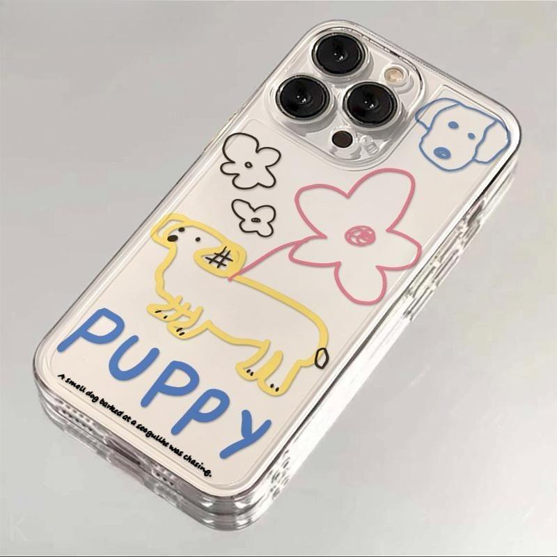 

Funny Luck Cat Puppy Graffiti Couple Phone Case For iPhone 16 15 11 12 14 13 Pro Max Mini X XSMax XR 7 8 Plus SE4 16e Cute Cover iPhone 12