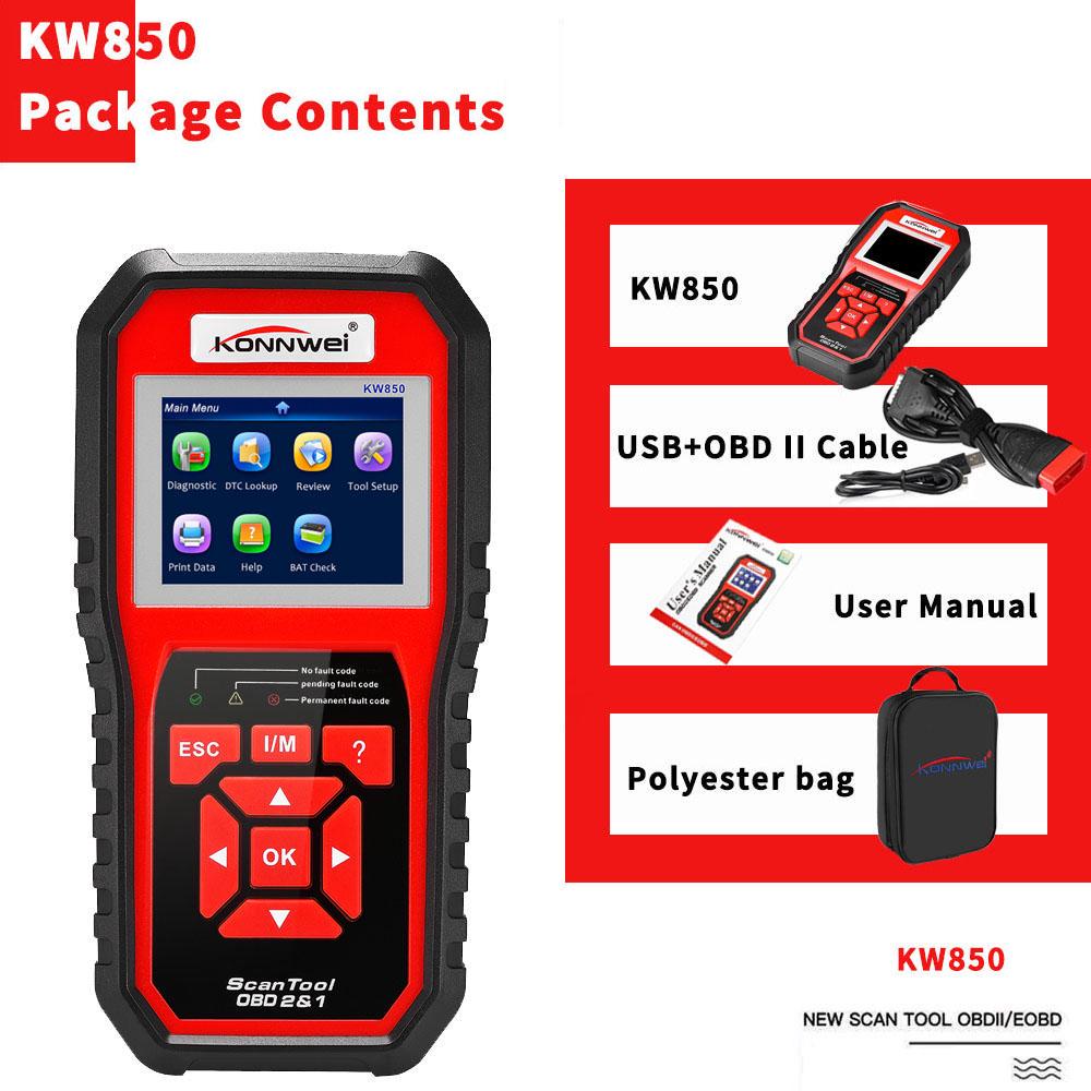 OBDII Scanner Code Reader (KW850) Professional OBDII Anto Scanner Car Diagnostic Check