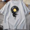 Vinyl Record T Shirt Vinyl Cool Sunset Vintage Music Lover Tee Tshirt DJ Music Teacher Tshirt Summer Cascual Cotton Graphci Tees