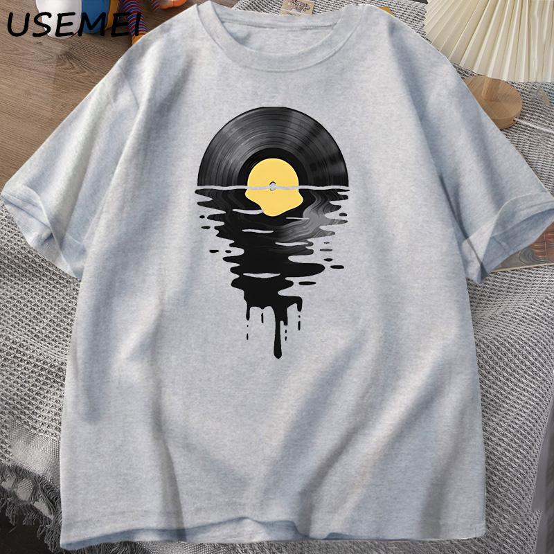 Vinyl Record T Shirt Vinyl Cool Sunset Vintage Music Lover Tee Tshirt DJ Music Teacher Tshirt Summer Cascual Cotton Graphci Tees