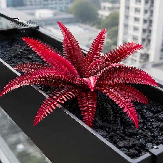 Decorative Branches for Terraces Artificial Fall Fern Plants, 18 Heads Autumn Orange Fake Persian Marine Theme Landscape Decorations Greenery Bushes,