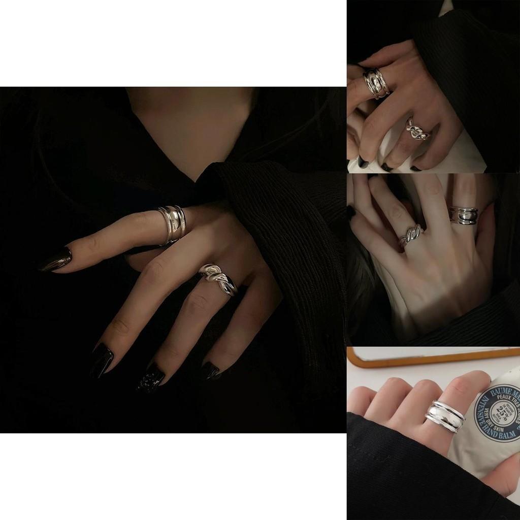 Sterling S925 Unique Silver Womens Ring With Intricate Thick Design And Modern Aesthetic Punk