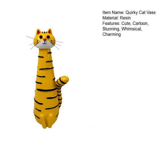 Handcrafted Quirky Cat Vase Whimsical Resin Cat Shaped Flower Vase for Flowers Pampas