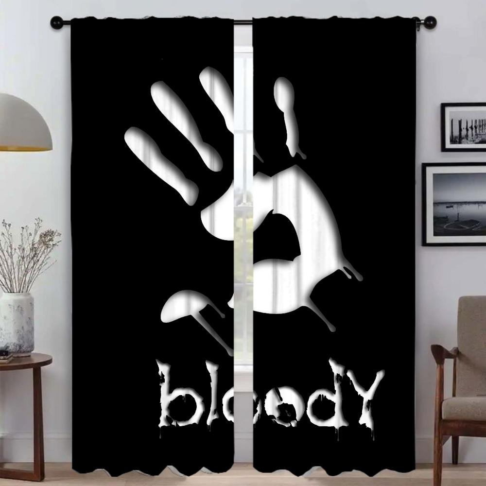 Bloody Blackout Curtains for Living Room Curtain Shades Anti-mosquito Curtains 2 Pieces Partition Halloween Decoration Kitchen