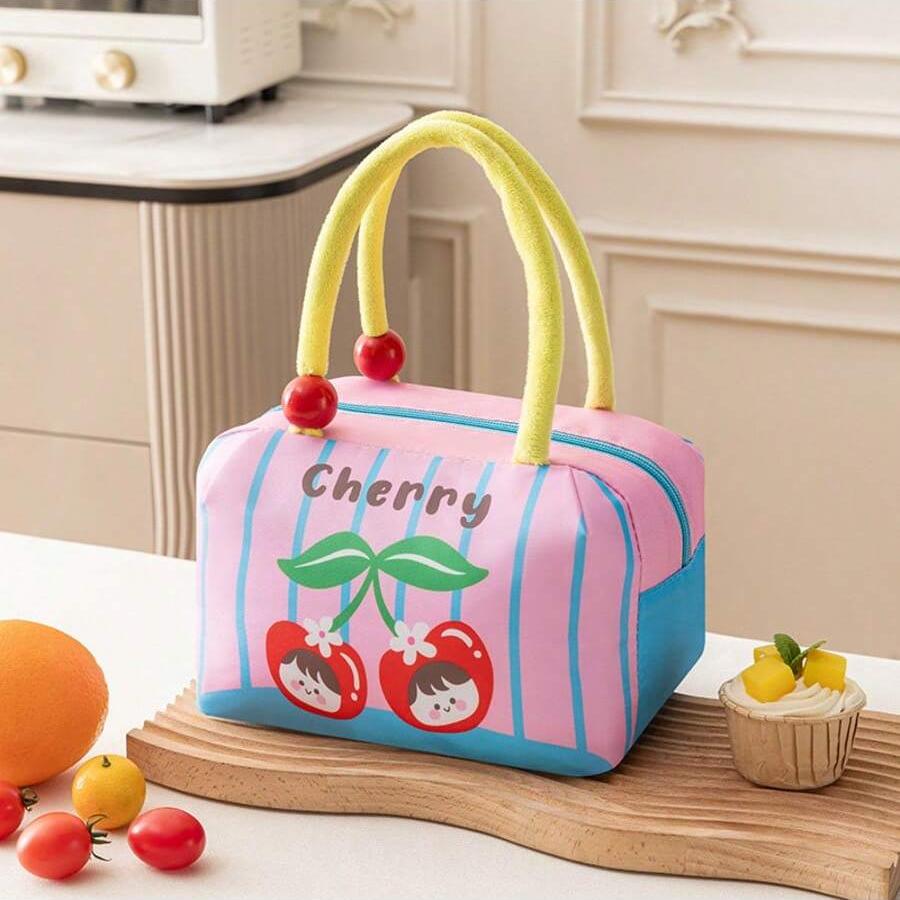 New Cute Women's Handbag Large Capacity with Cartoon Pattern Thermal Student Lunch Bag