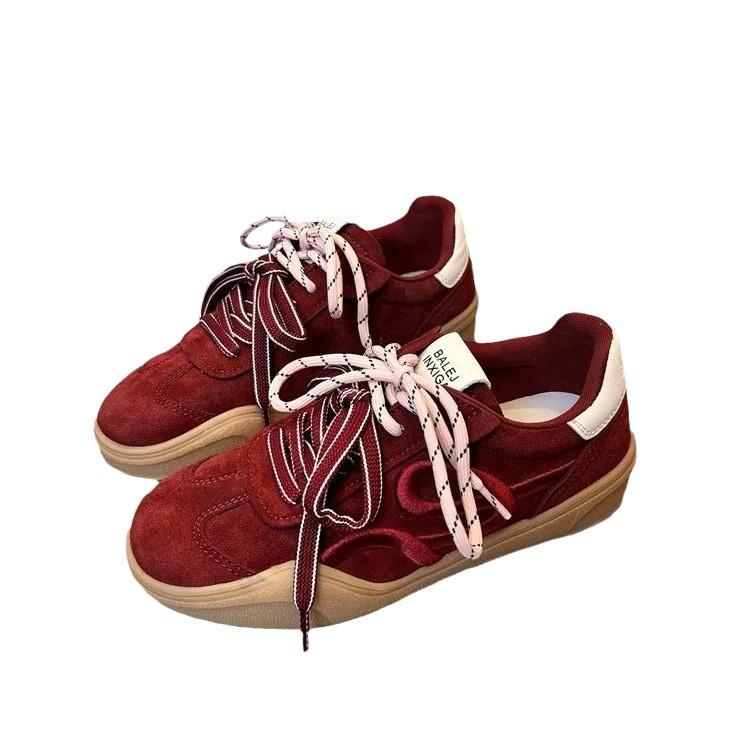 Zhao Zhaoyi same red German training shoes women's 2025 early spring new leather embroidery platform casual sports shoes board shoes