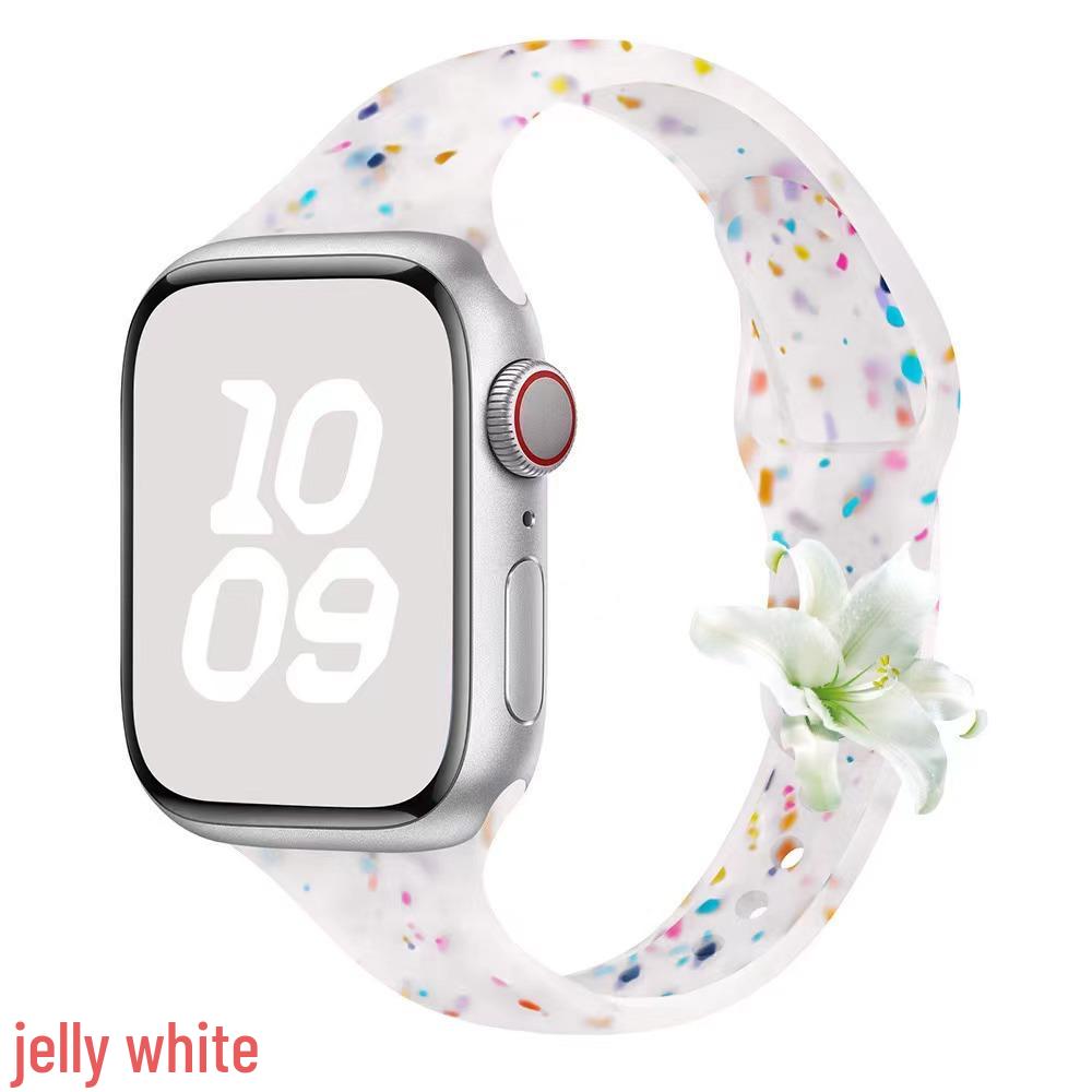 Kompatibel mit Apple Watch 6-10 T-förmiges schlankes Konfetti Silikon Sportarmband