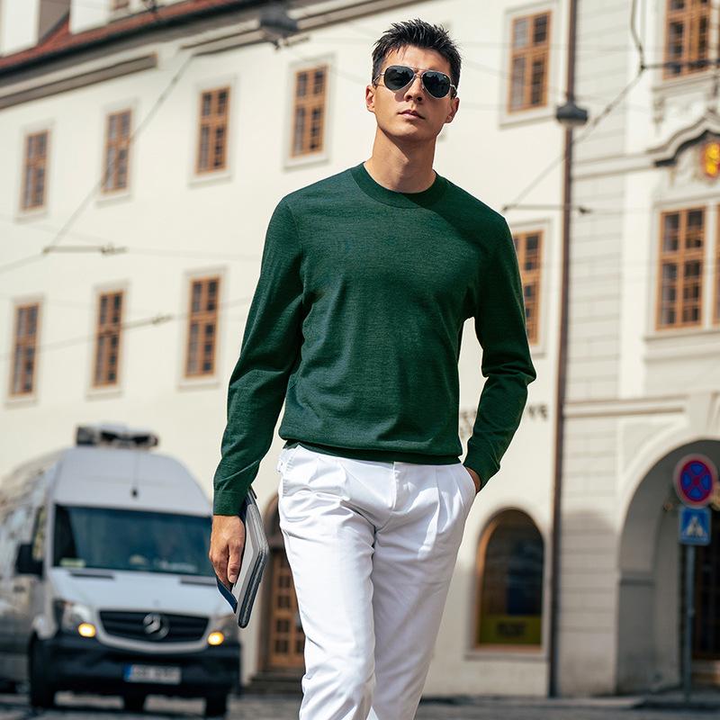 Men's Thickened Wool Sweater, Machine Washable, Solid Color - W9310 (Autumn/Winter)