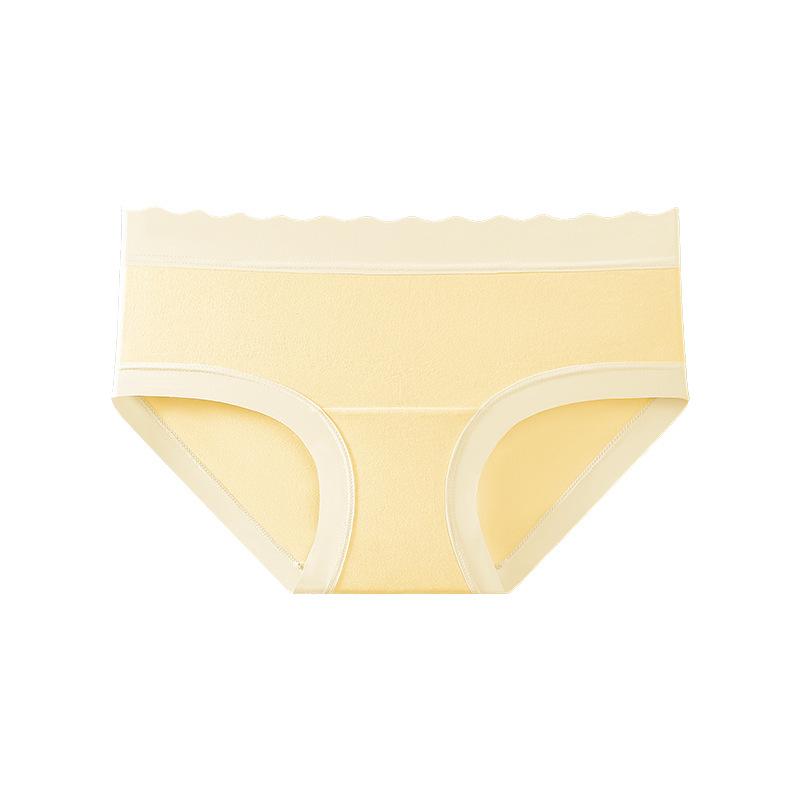 Female Summer Pure Color Skin Breathable 10A Antibacterial Cotton Crotch Elastic Hip Waist Triangle Briefs