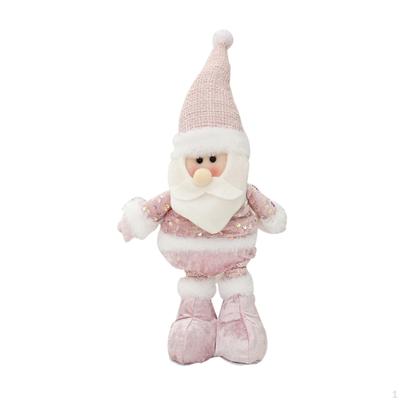 Christmas Plush Doll Standing, Cloth with Retractable Legs, Figurine for Bedroom,