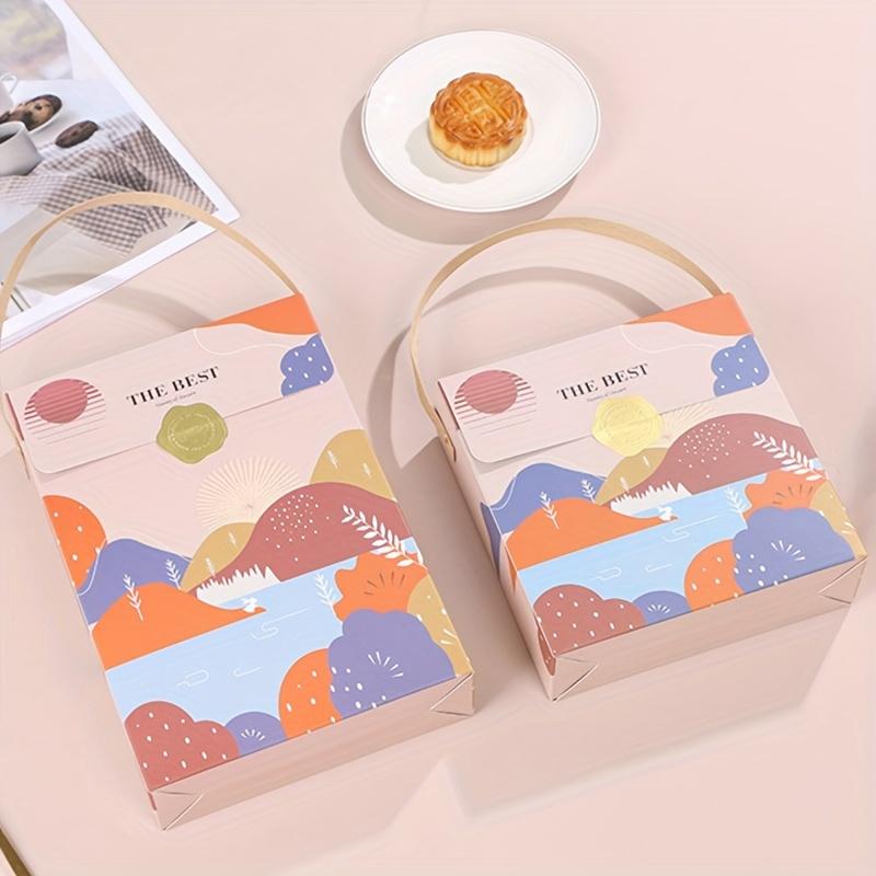 5 Sets of Portable Dessert Packaging Boxes Cake Boxes, Baking Packaging Boxes Suitable for Gifts, Handicrafts, Parties, Birthdays, Gift Boxes