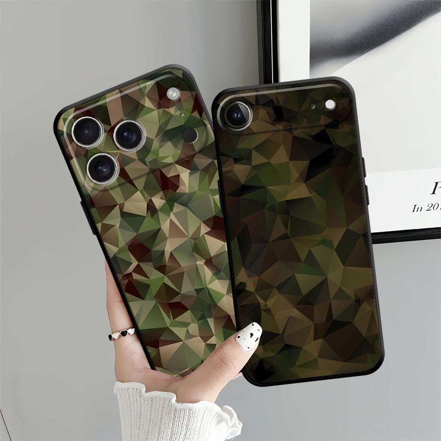 Camouflage Pattern Soft Back Phone Cover Case for iPhone 11 15 Plus 17 16 Pro Max 12 SE 13 Mini 14 17Air X XS XR 7 8