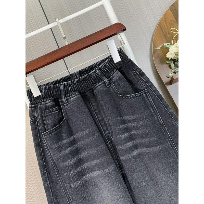 Dimanaf 2025 Übergröße Herbst Blau Basic Elastische Jeans Neue Hose Damen Locker Denim Hose Hose 6XL