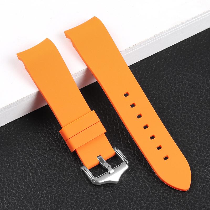 Curved End Silicone Strap for Swatch Stainless Steel Buckle 20mm 22mm Men Women Soft Waterproof Replace Watch Band for Seiko