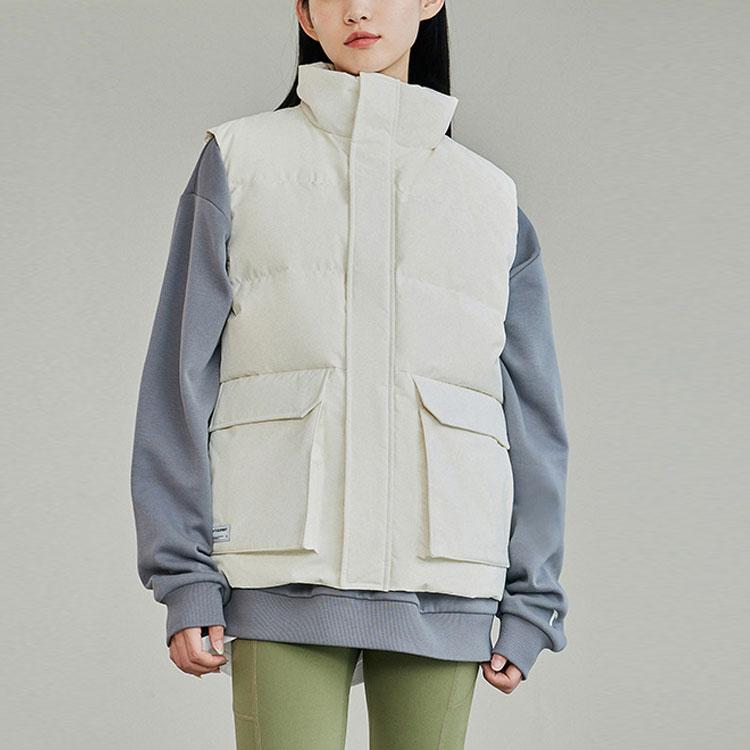 Anta Gilet Senza Maniche in Pile Monocolore con Cerniera Nascosta e Collo Alto da Uomo Bianco 952238901-1