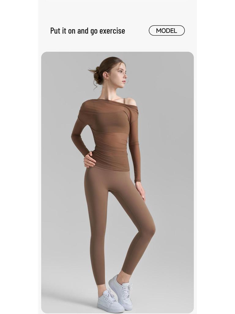 Autumn Yoga Set: Women's High-End Lycra Mesh Two-Piece with No-Show Seams