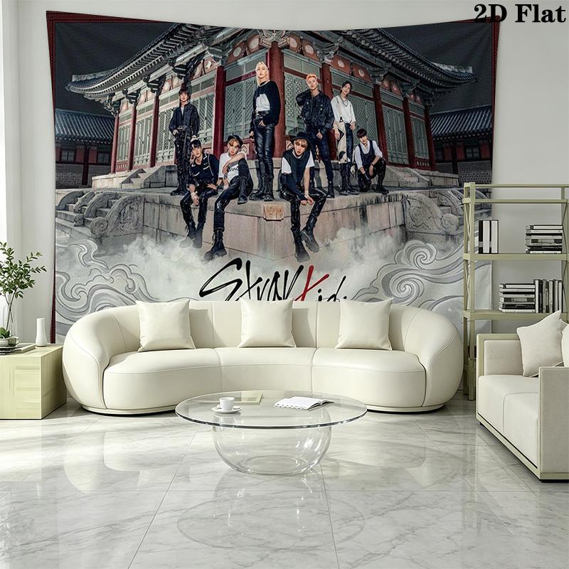 SKZ Kpop Wall Tapestry Aesthetic Wall Hanging Printed Fabric Blanket Decorative Tapestries for Bedroom Living Room Home Decor